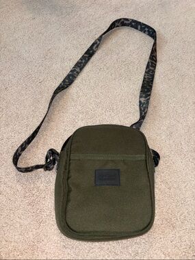 PINK Victoria's Secret Olive Green Crossbody with Leopard-Print Strap